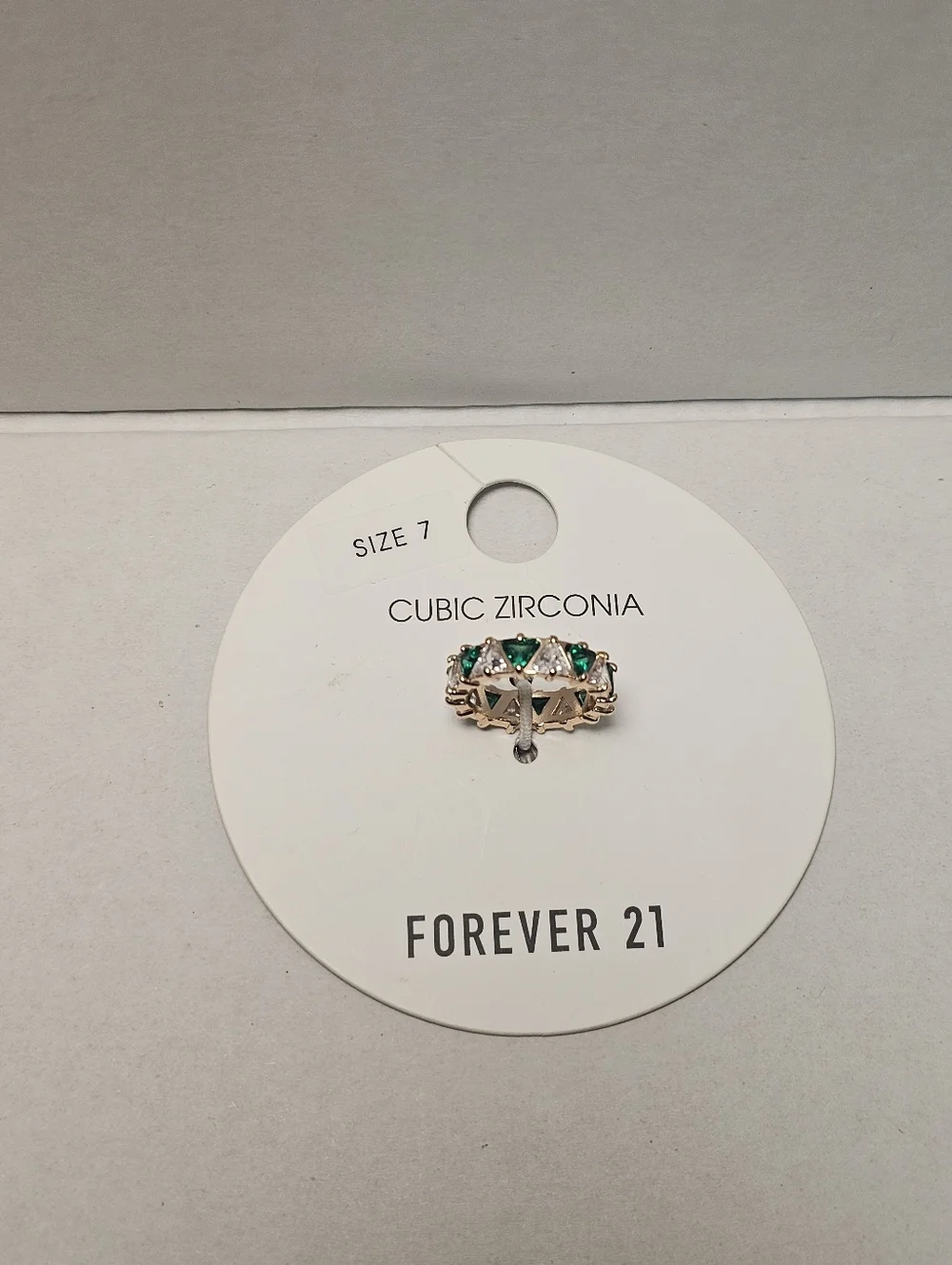 NWT Forever 21 Gold-Tone Ring with Green and Clear Stones